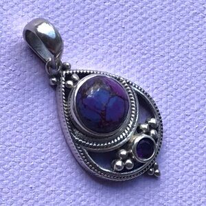 Purple Silver Crystal Amulet